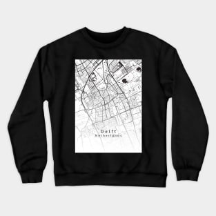 Delft Netherlands City Map white Crewneck Sweatshirt